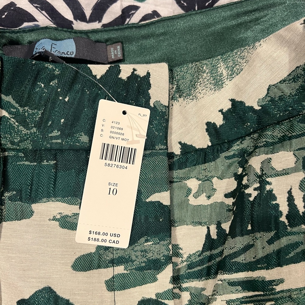 Anthropologie Green Patterned Straight Leg Pants - Picture 6 of 6